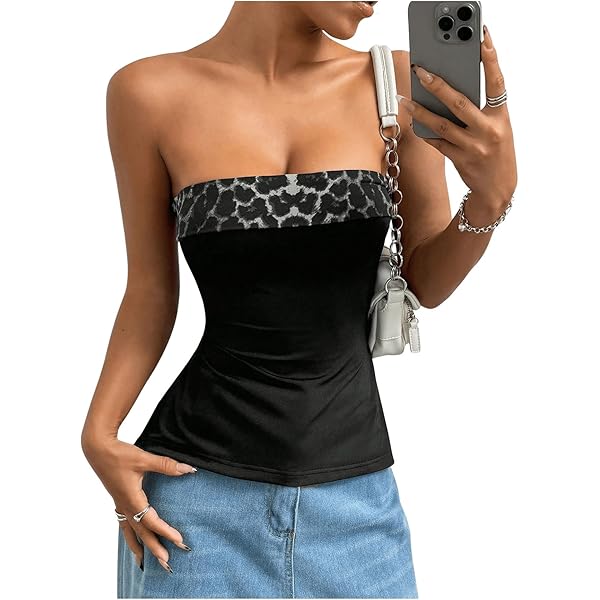 SOLY HUX Women's Strapless Corset Top Sleeveless Crop Bandeau Top